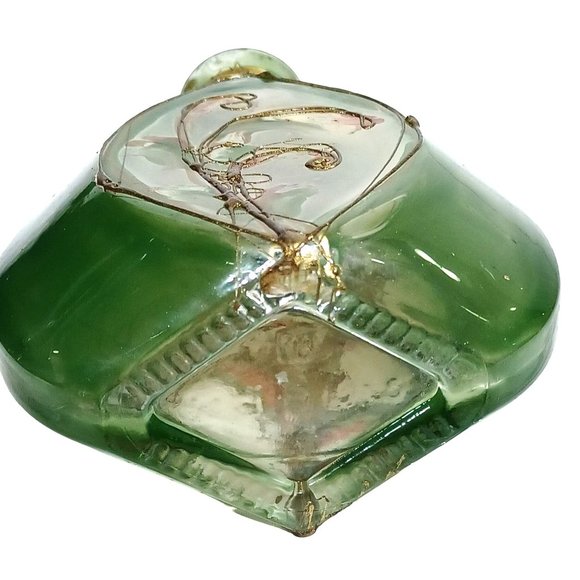 Antique French Glass Perfume Bottle Poss. Daum Nancy Jade Green 24k Gold Vintage - Picture 8 of 13